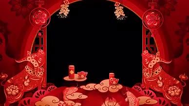 中国风牛年喜庆拜年祝福边框背景视频的预览图